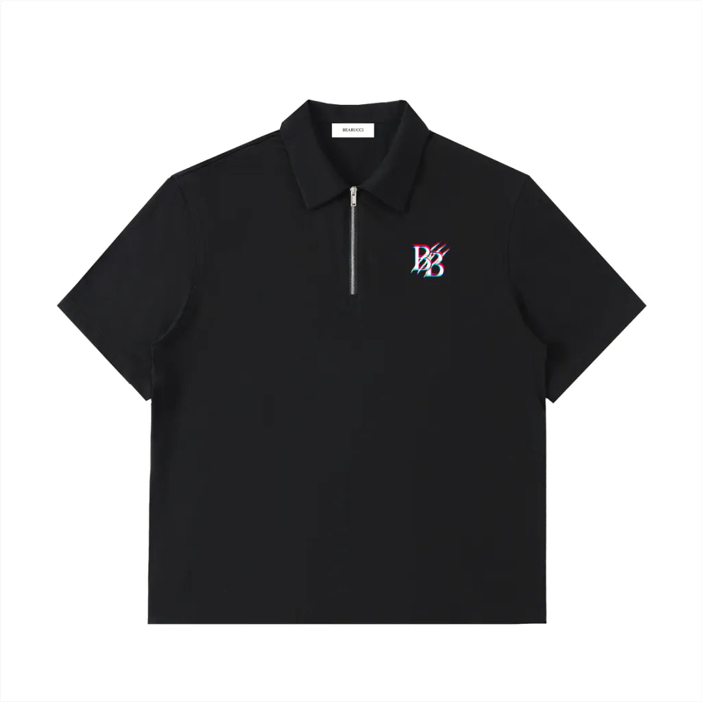 Bearucci | Fractured Emblem Half-Zip Polo Shirt