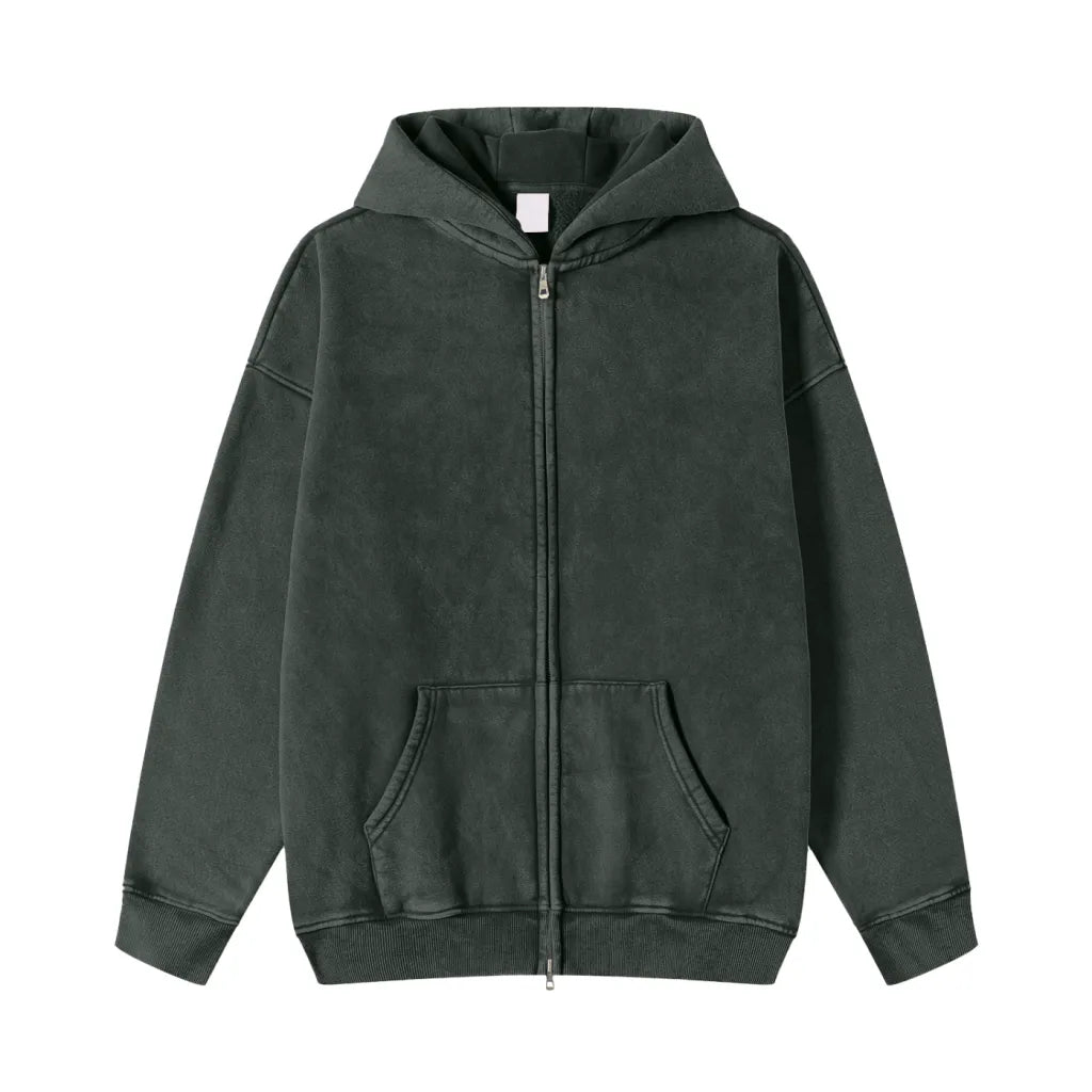 Bearucci “Barcode Apex” Washed Zip Hoodie