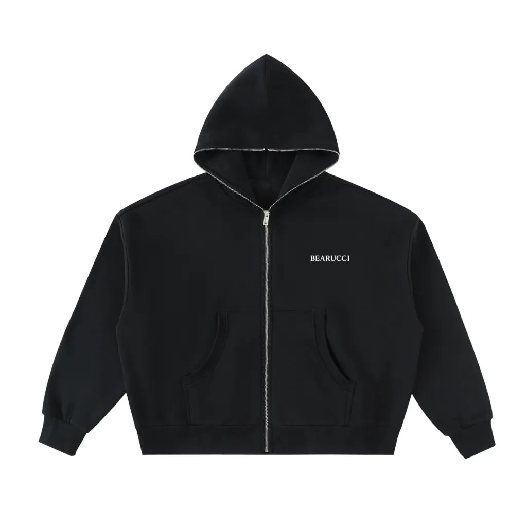 Bearucci | LineSplit Full Zip Hoodie — Obsidian Black