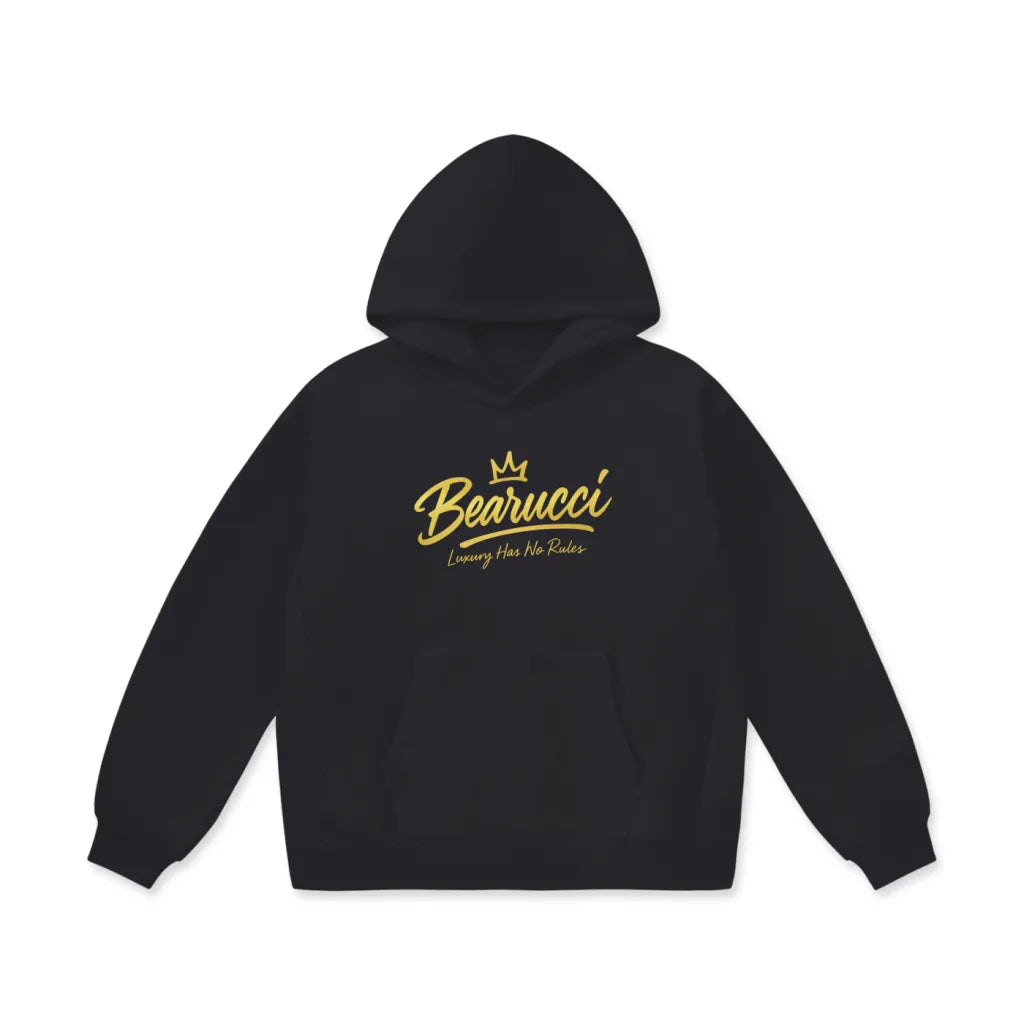 Bearucci “Crown Script” Hoodie – Noir & Gold Edition