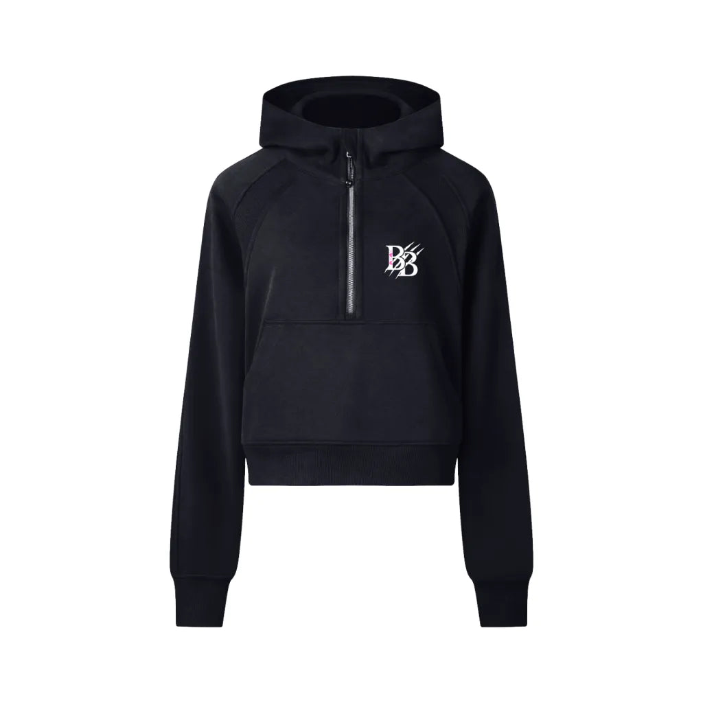 Bearucci 'Hearts & Crosses' Cropped Half-Zip Hoodie