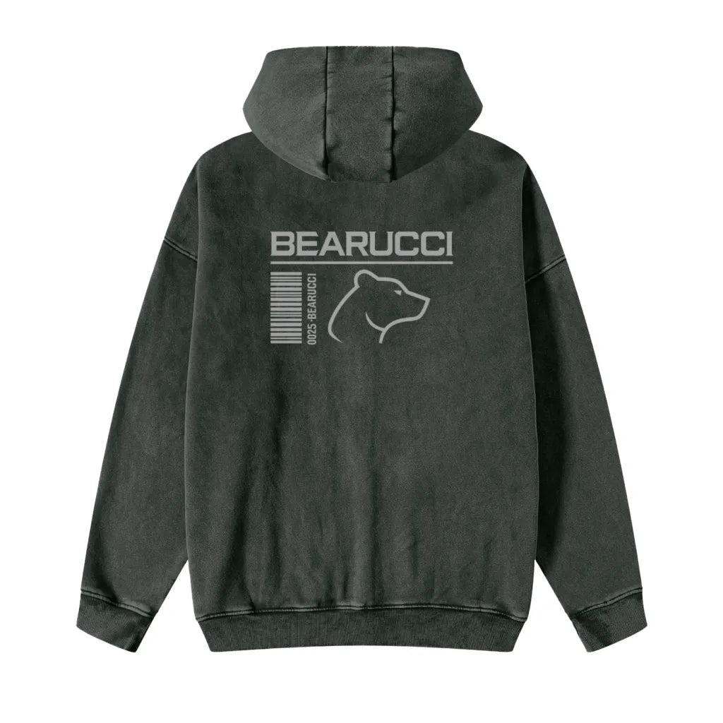Bearucci “Barcode Apex” Washed Zip Hoodie