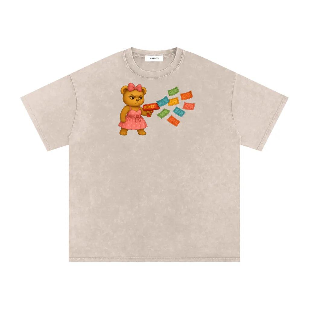 Bearucci “Money Bear” Graphic Tee – Sandstone Wash